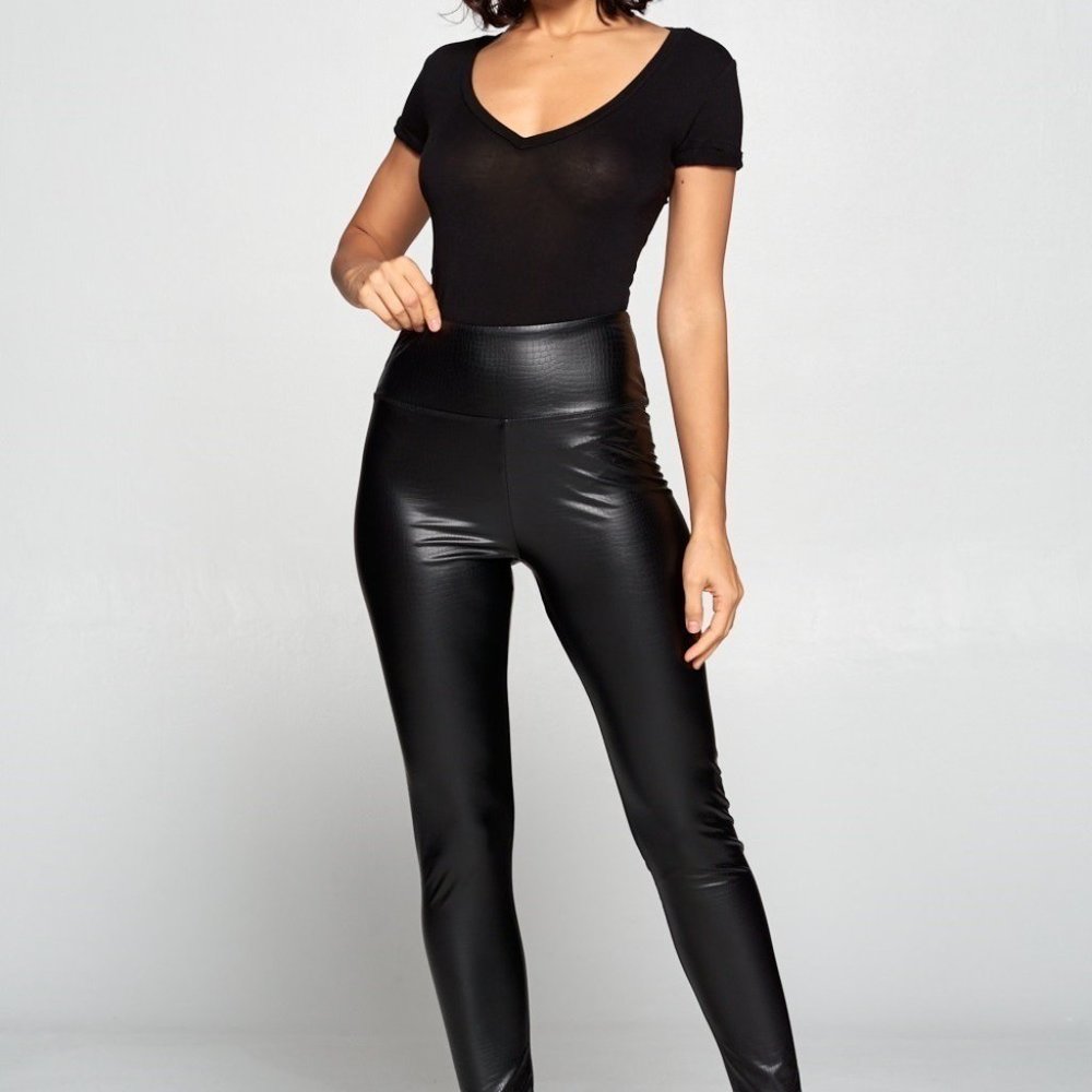 Black Faux Leather Legging